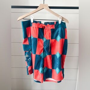 Under Armour Red and Teal Board Shorts